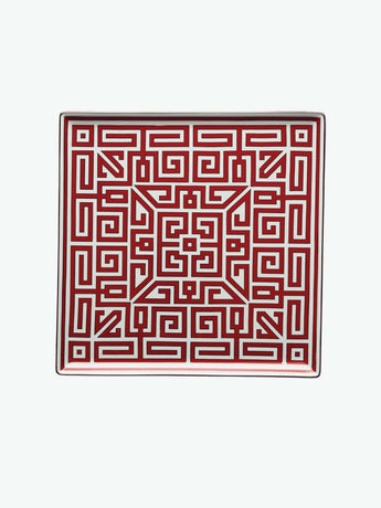 Ginori 1735 Vide Poche Squared Plate Labirinto Scarlatto