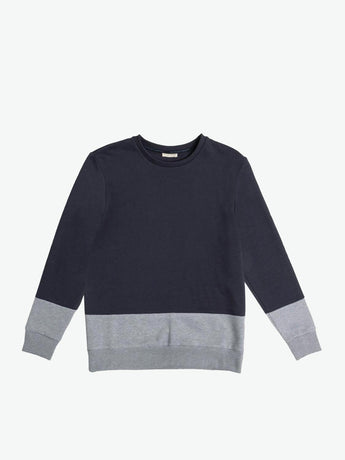 The Project Garments Vertical Color Block Crew Neck Sweatshirt Navy Blue