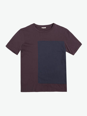Color Block Crew Neck T-Shirt Burgundy | A