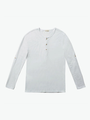 Henley Organic Cotton Long Sleeve T-shirt White | A