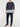 Vertical Color Block Crew Neck Sweatshirt Navy Blue | D