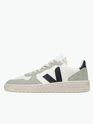 Veja V-10 Leather Pure Black Clay Sneakers